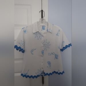 Jane and Delancey Linen Blend Shirt Small